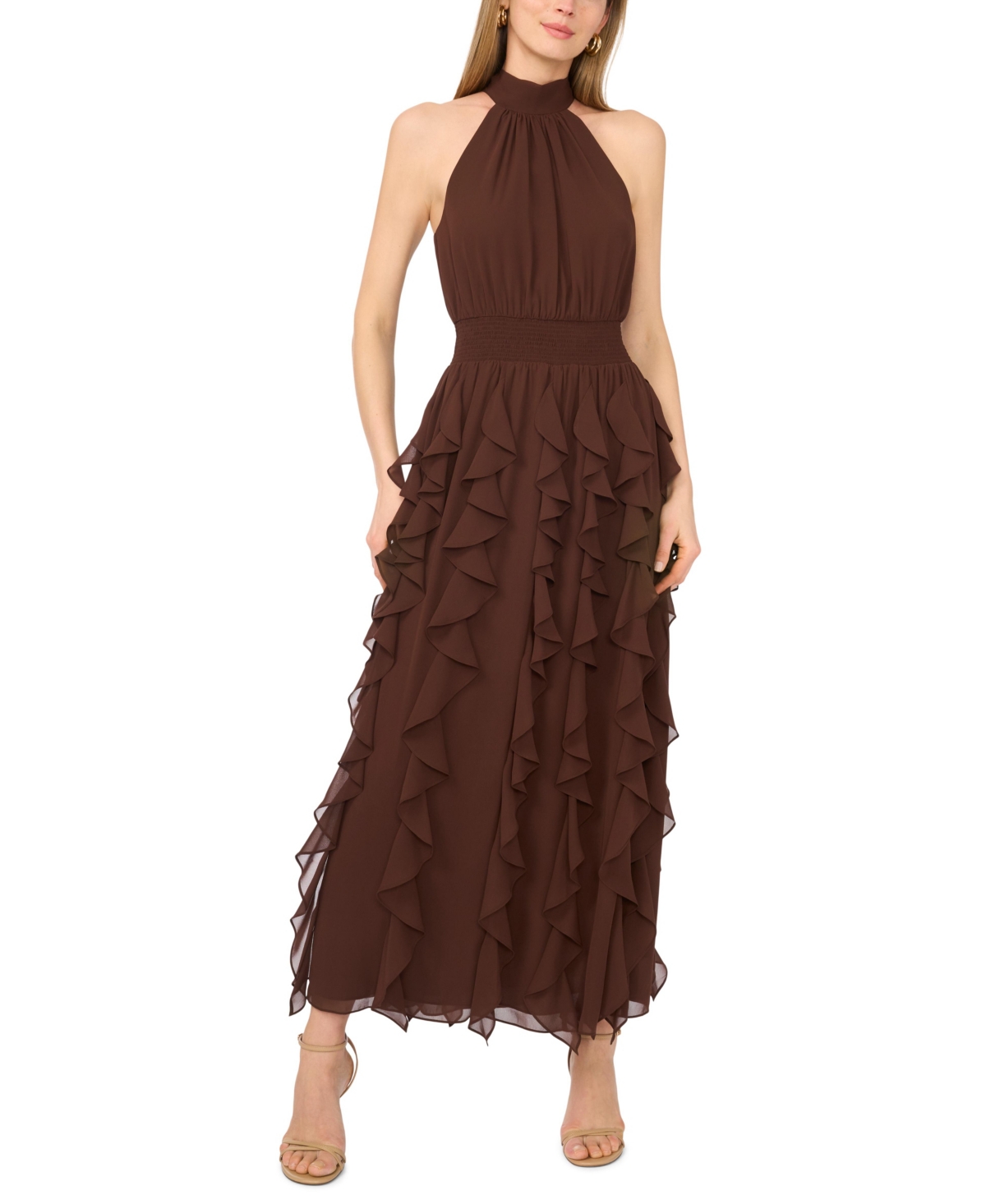 1.state Women’s Halter Ruffle Maxi Dress – Chicory Coffee 1.state Women’s Halter Ruffle Maxi Dress – Chicory Coffee