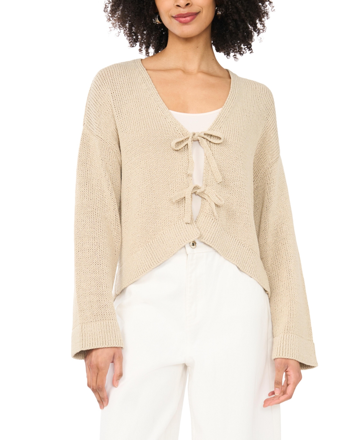 1.state Women’s Tie-Front Long-Sleeve Cardigan – Birch 1.state Women’s Tie-Front Long-Sleeve Cardigan – Birch