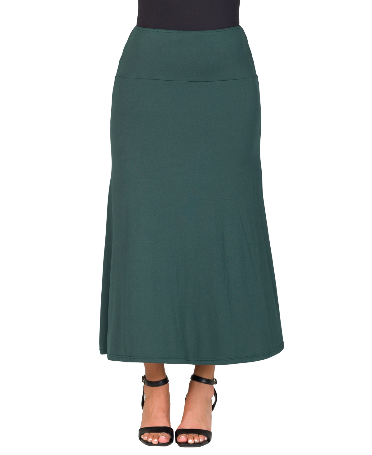 24seven Comfort Apparel Petite Elastic Waist Solid Color Maxi Skirt – Hunter 24seven Comfort Apparel Petite Elastic Waist Solid Color Maxi Skirt – Hunter