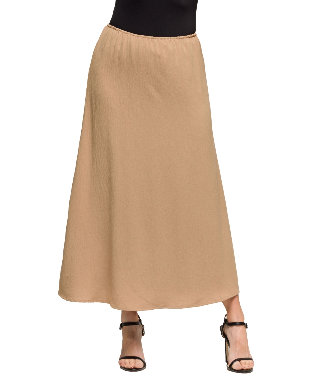 24seven Comfort Apparel Women’s Elastic Waist A Line Maxi Skirt – Nude 24seven Comfort Apparel Women’s Elastic Waist A Line Maxi Skirt – Nude