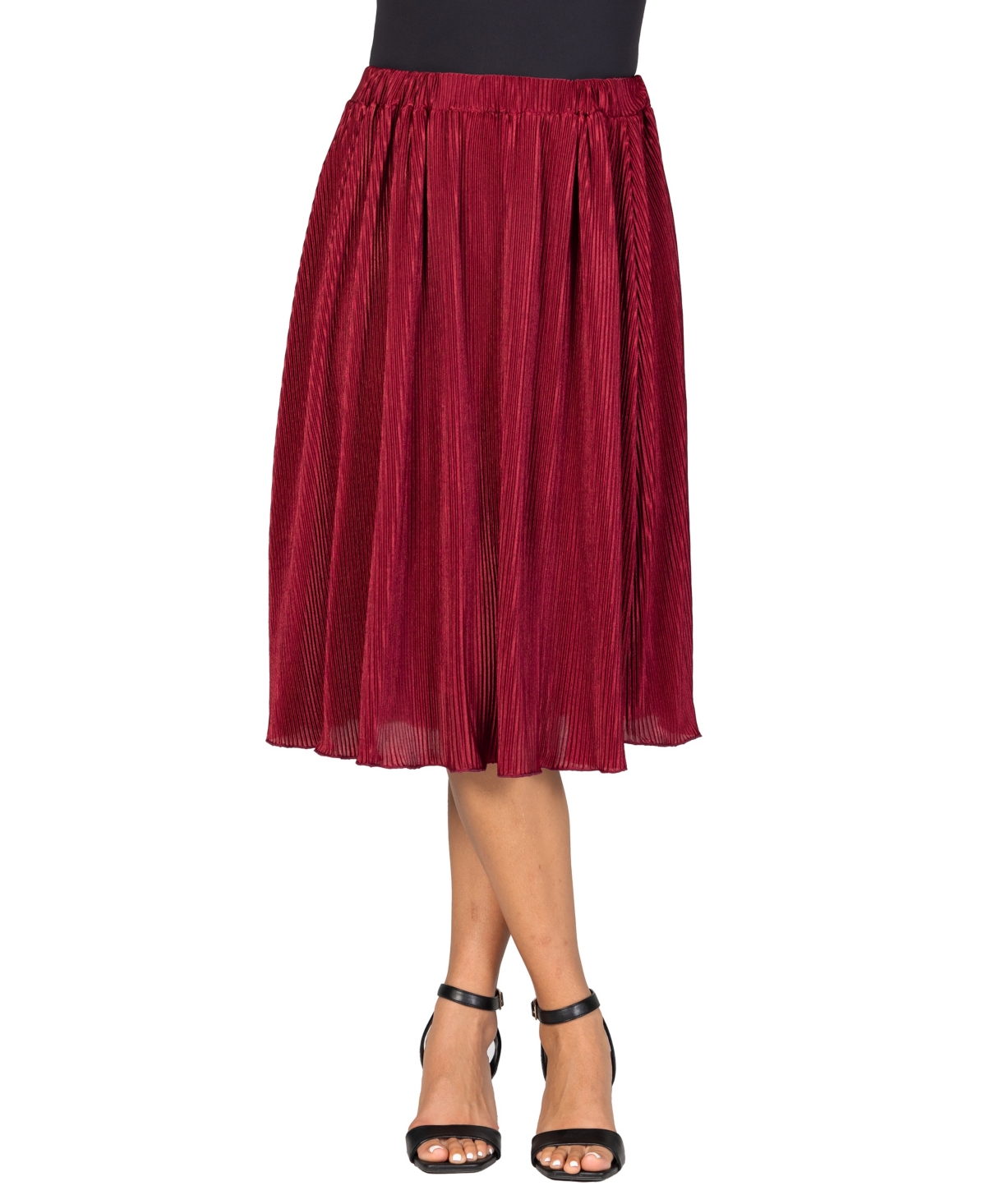 24seven Comfort Apparel Women’s Elegant Pleated Elastic Waist Party Midi Skirt – Wine 24seven Comfort Apparel Women’s Elegant Pleated Elastic Waist Party Midi Skirt – Wine