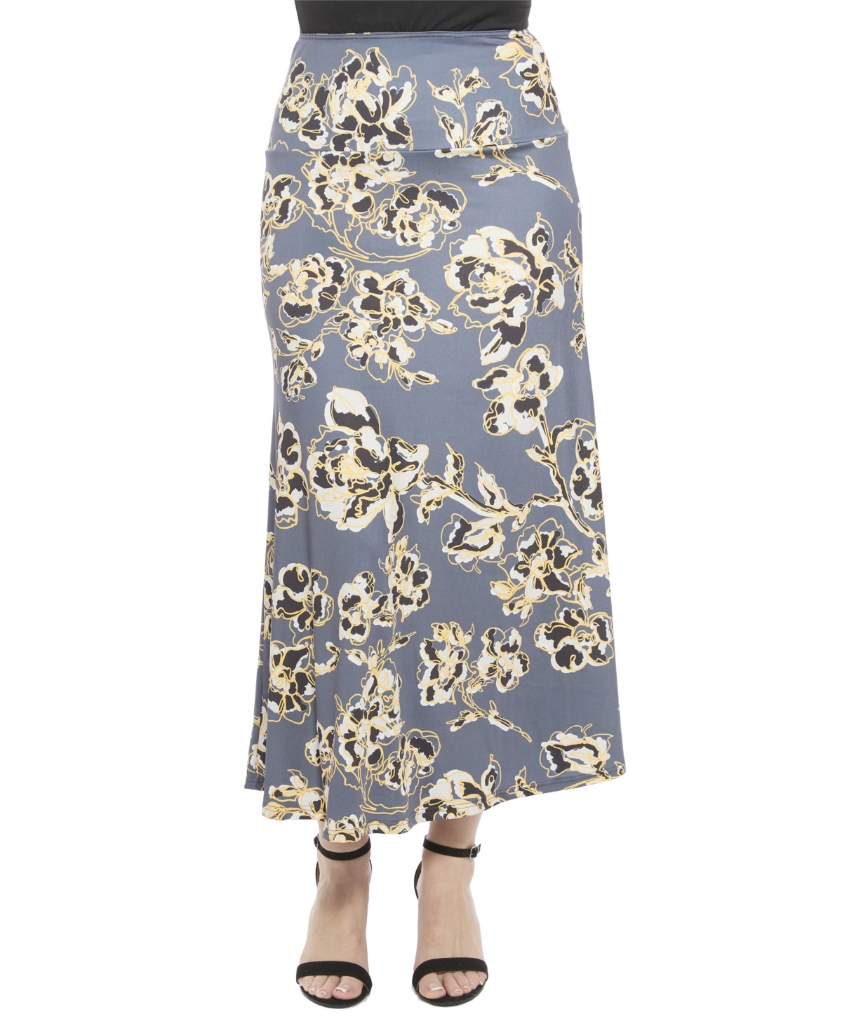 24seven Comfort Apparel Women’s Floral Elastic Waist A-Line Maxi Skirt – Print 24seven Comfort Apparel Women’s Floral Elastic Waist A-Line Maxi Skirt – Print