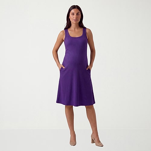 24seven Comfort Apparel Womens Maternity Midi Scoop Neck Sleeveless A-Line Dress, 2x, Purple 24seven Comfort Apparel Womens Maternity Midi Scoop Neck Sleeveless A-Line Dress, 2x, Purple