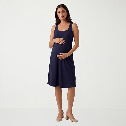24seven Comfort Apparel Womens Maternity Midi Scoop Neck Sleeveless A-Line Dress, 3x, Blue 24seven Comfort Apparel Womens Maternity Midi Scoop Neck Sleeveless A-Line Dress, 3x, Blue
