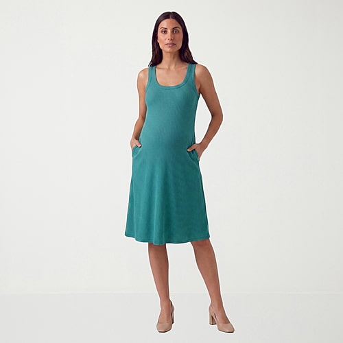 24seven Comfort Apparel Womens Maternity Midi Scoop Neck Sleeveless A-Line Dress, 3x, Green 24seven Comfort Apparel Womens Maternity Midi Scoop Neck Sleeveless A-Line Dress, 3x, Green