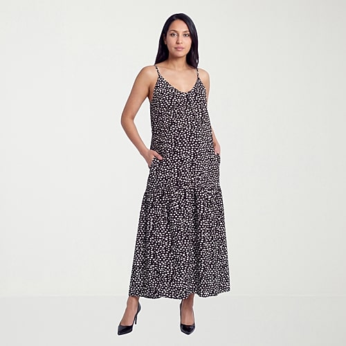 24seven Comfort Apparel Womens Maternity Scoop Neck Sleeveless Dots A-Line Dress, Medium, Black 24seven Comfort Apparel Womens Maternity Scoop Neck Sleeveless Dots A-Line Dress, Medium, Black