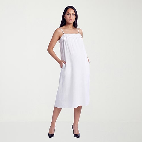24seven Comfort Apparel Womens Maternity Square Neck Sleeveless A-Line Dress, 2x, White