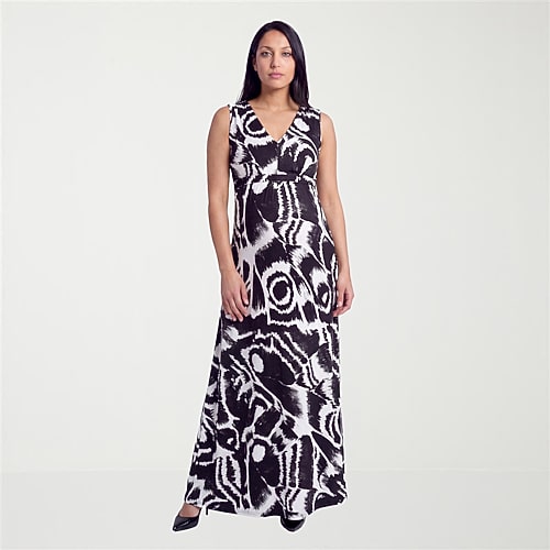 24seven Comfort Apparel Womens Maternity V Neck Sleeveless Paisley A-Line Dress, 3x, Black 24seven Comfort Apparel Womens Maternity V Neck Sleeveless Paisley A-Line Dress, 3x, Black