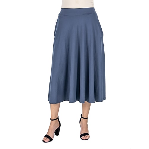 24seven Comfort Apparel Womens Mid Rise A-Line Skirt, Medium, Gray 24seven Comfort Apparel Womens Mid Rise A-Line Skirt, Medium, Gray