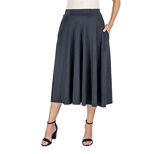 24seven Comfort Apparel Womens Mid Rise A-Line Skirt, Small, Black 24seven Comfort Apparel Womens Mid Rise A-Line Skirt, Small, Black