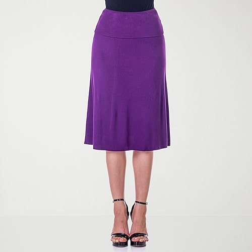 24seven Comfort Apparel Womens Mid Rise A-Line Skirt, Small, Purple