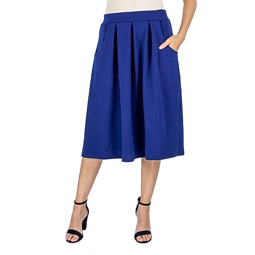 24seven Comfort Apparel Womens Mid Rise A-Line Skirt, X-large, Blue