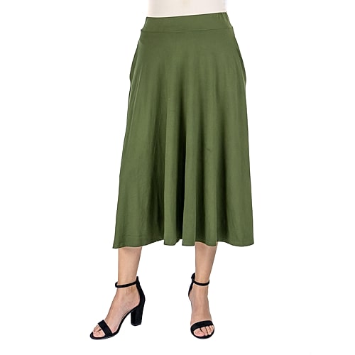 24seven Comfort Apparel Womens Mid Rise A-Line Skirt, X-large, Green 24seven Comfort Apparel Womens Mid Rise A-Line Skirt, X-large, Green
