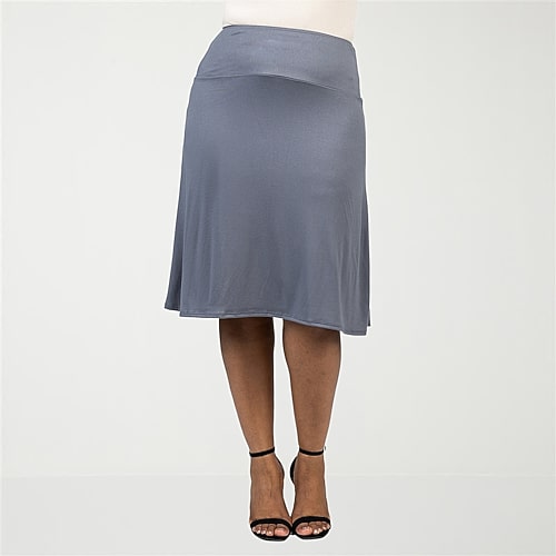 24seven Comfort Apparel Womens Plus A-Line Skirt, 2x, Gray 24seven Comfort Apparel Womens Plus A-Line Skirt, 2x, Gray