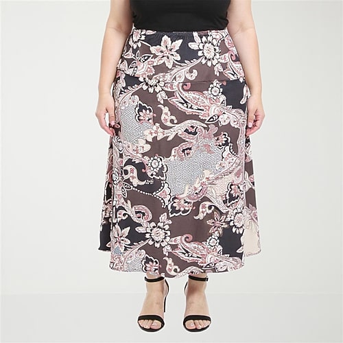 24seven Comfort Apparel Womens Plus Mid Rise Long A-Line Skirt, 3x, Brown 24seven Comfort Apparel Womens Plus Mid Rise Long A-Line Skirt, 3x, Brown