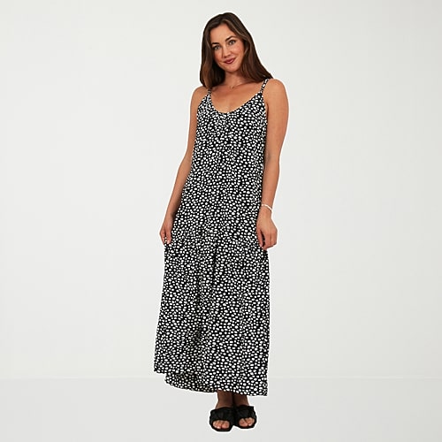 24seven Comfort Apparel Womens Scoop Neck Sleeveless Dots A-Line Dress, Small, Black 24seven Comfort Apparel Womens Scoop Neck Sleeveless Dots A-Line Dress, Small, Black