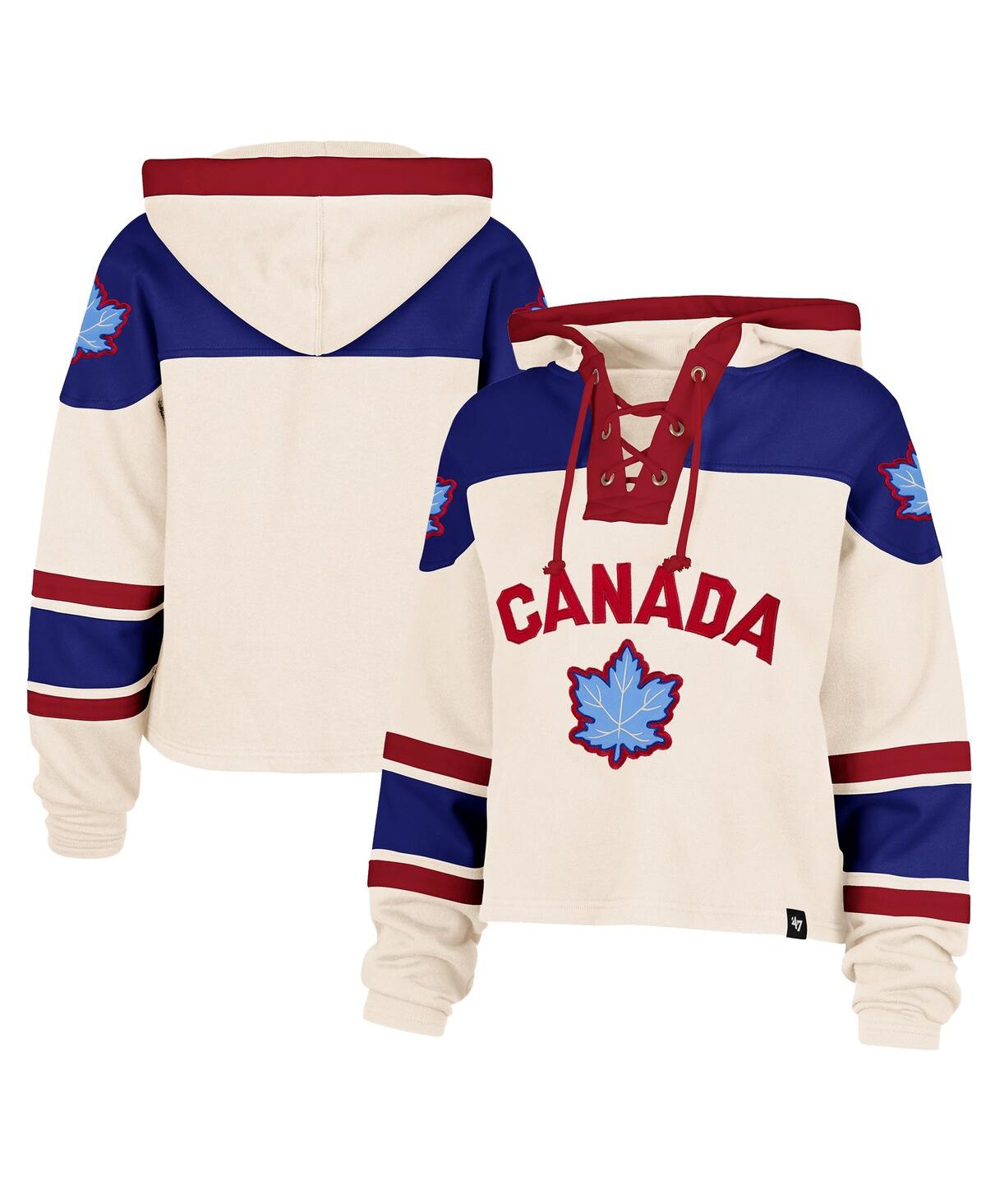 ’47 Brand Women’s Cream Hockey Canada Cropped Superior Lacer Hoodie – Cream, Blue ’47 Brand Women’s Cream Hockey Canada Cropped Superior Lacer Hoodie – Cream, Blue