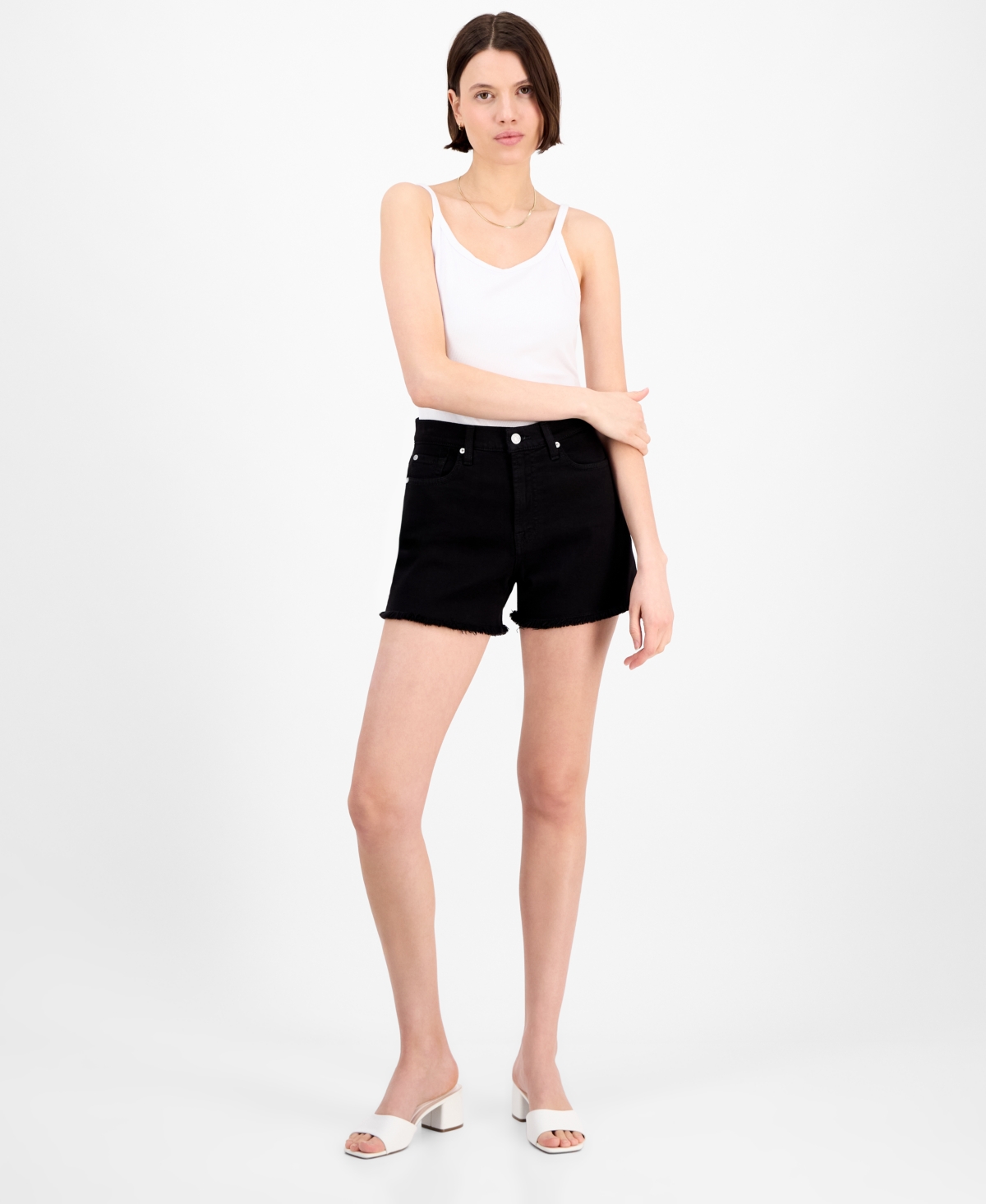 7 For All Mankind Women’s High-Rise Frayed Denim Shorts – Blackfray 7 For All Mankind Women’s High-Rise Frayed Denim Shorts – Blackfray