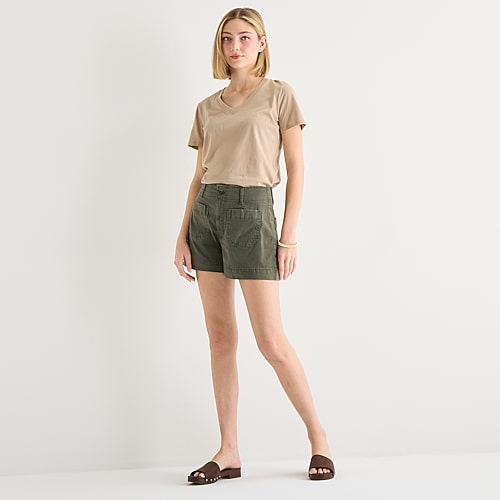 A.N.A Patch Pocket Womens 4″ Highest Rise Chino Short, 10 Petite, Green