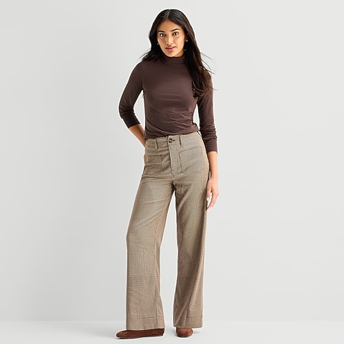 A.N.A Patch Pocket Womens Wide Leg Highest Rise Trouser, 10 Short, Brown A.N.A Patch Pocket Womens Wide Leg Highest Rise Trouser, 10 Short, Brown