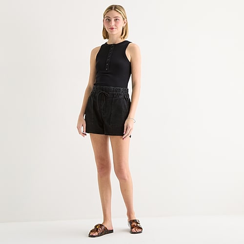 A.N.A Utility Womens 5″ Highest Rise Denim Short, 12 Petite, Black A.N.A Utility Womens 5″ Highest Rise Denim Short, 12 Petite, Black