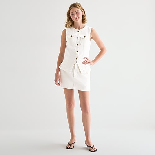 A.N.A Womens Mid Rise Mini Denim Skirt, 14, White