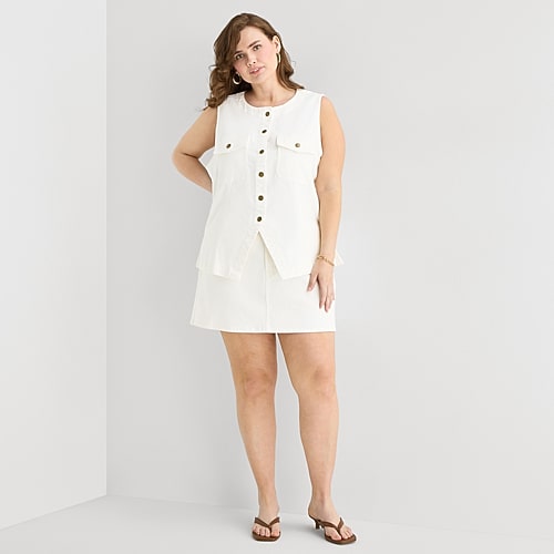 A.N.A Womens Plus Mid Rise Mini Denim Skirt, 16w, White A.N.A Womens Plus Mid Rise Mini Denim Skirt, 16w, White