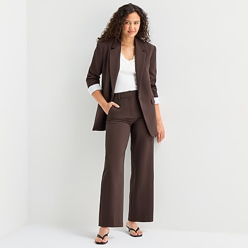 A.N.A Womens Wide Leg High Rise Trouser, 4 Short, Brown A.N.A Womens Wide Leg High Rise Trouser, 4 Short, Brown