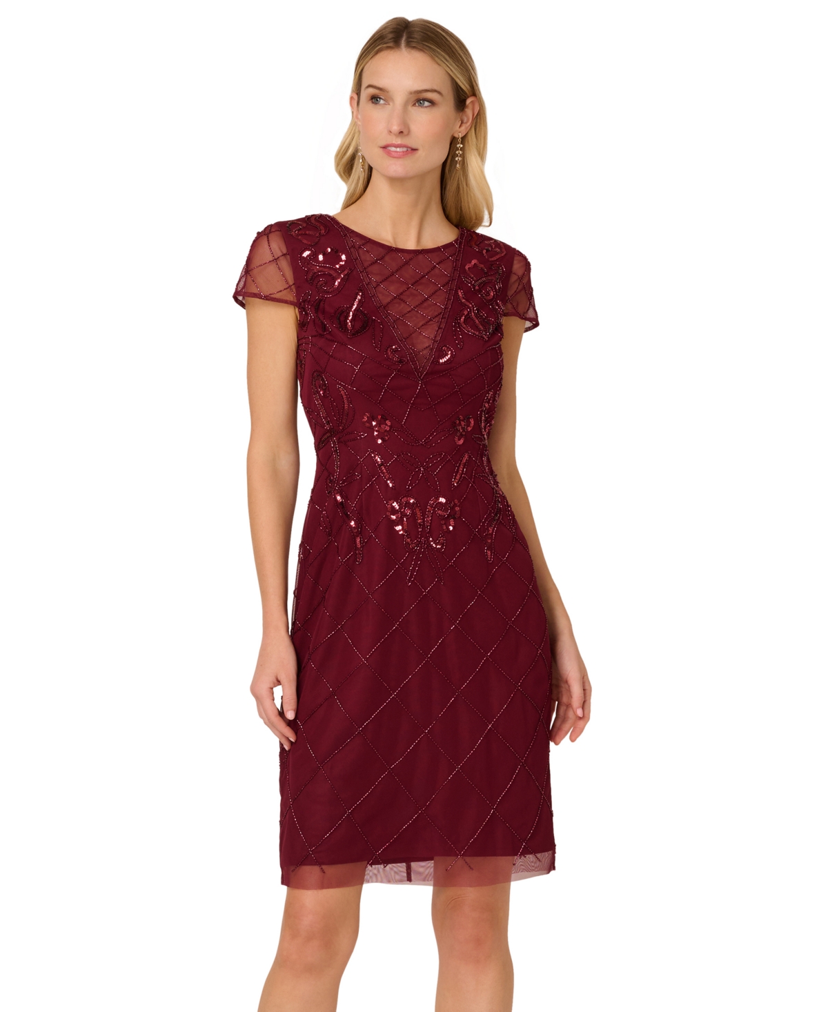 Adrianna Papell Women’s Beaded Sheath Dress – Mahogany Adrianna Papell Women’s Beaded Sheath Dress – Mahogany