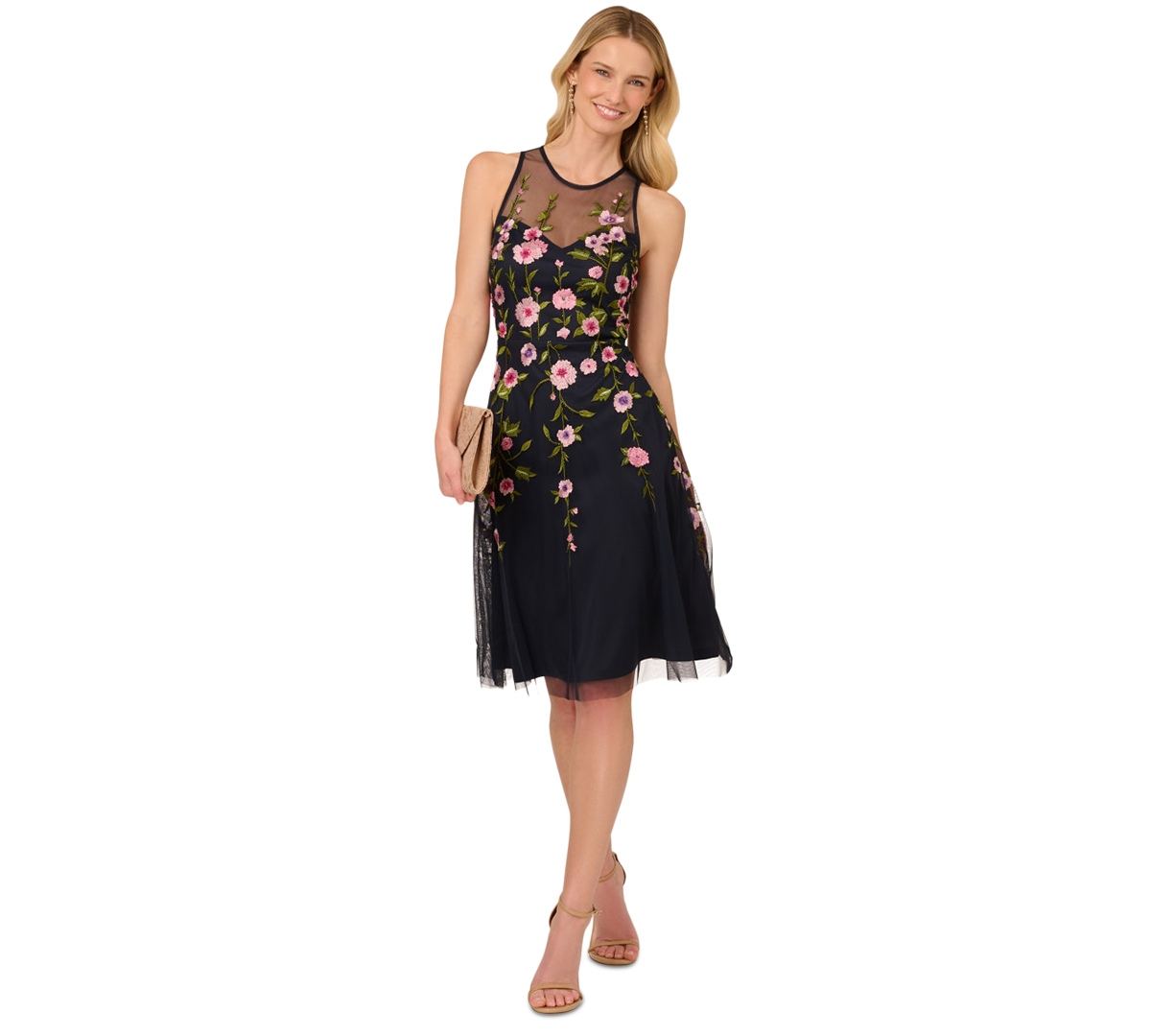 Adrianna Papell Women’s Embroidered Beaded Fit & Flare Dress – Midnight Multi Adrianna Papell Women’s Embroidered Beaded Fit & Flare Dress – Midnight Multi