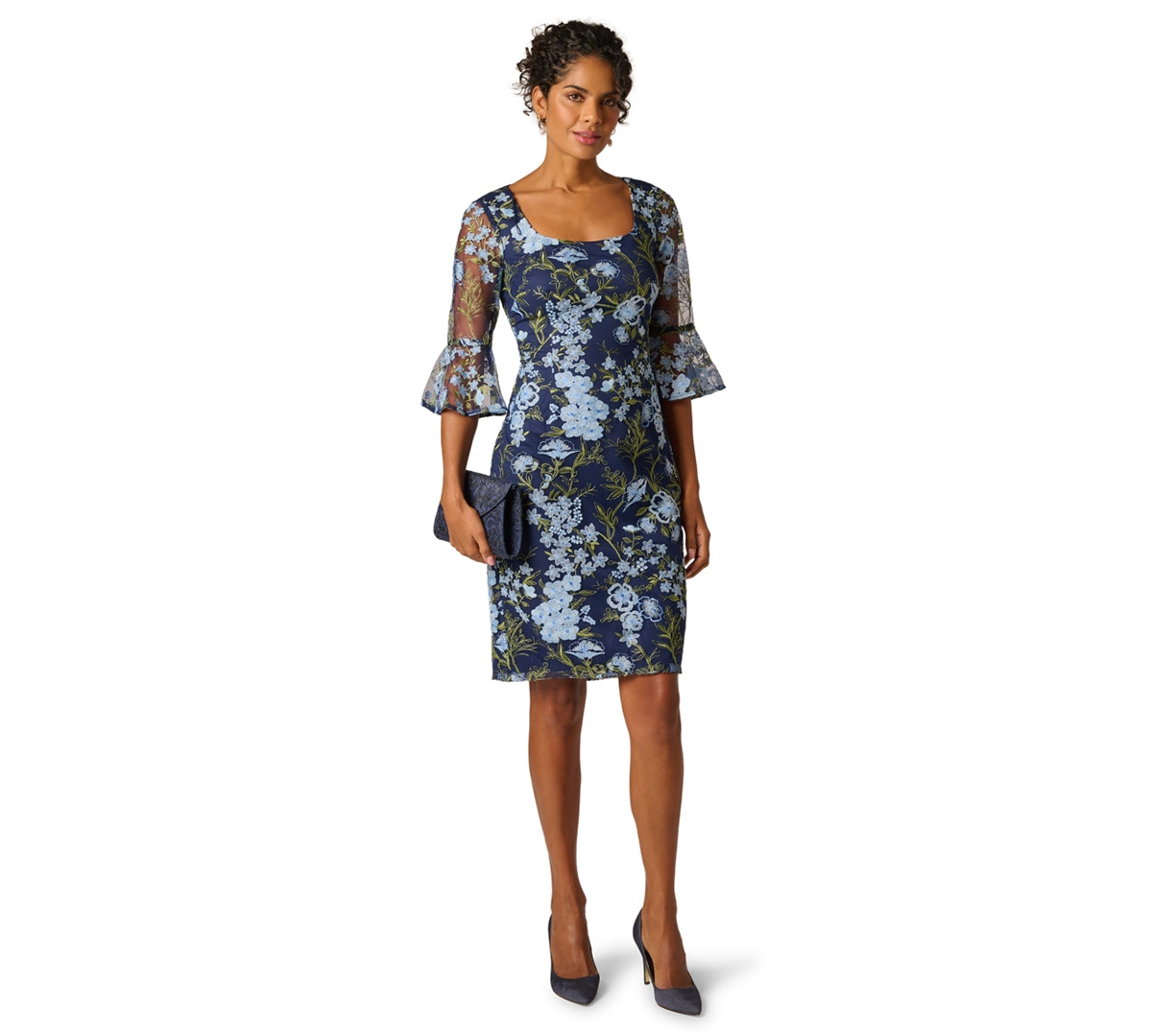 Adrianna Papell Women’s Floral Embroidered Scoop Neck Dress – Blue multi Adrianna Papell Women’s Floral Embroidered Scoop Neck Dress – Blue multi