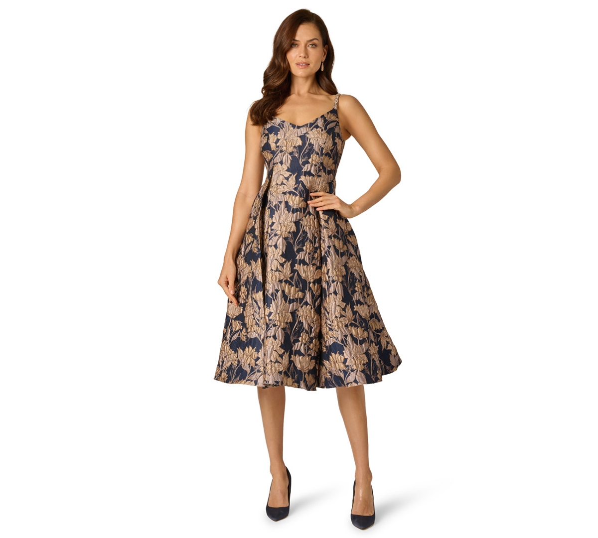 Adrianna Papell Women’s Sleeveless Sweetheart Dress – NAVY/ROSEGOLD Adrianna Papell Women’s Sleeveless Sweetheart Dress – NAVY/ROSEGOLD