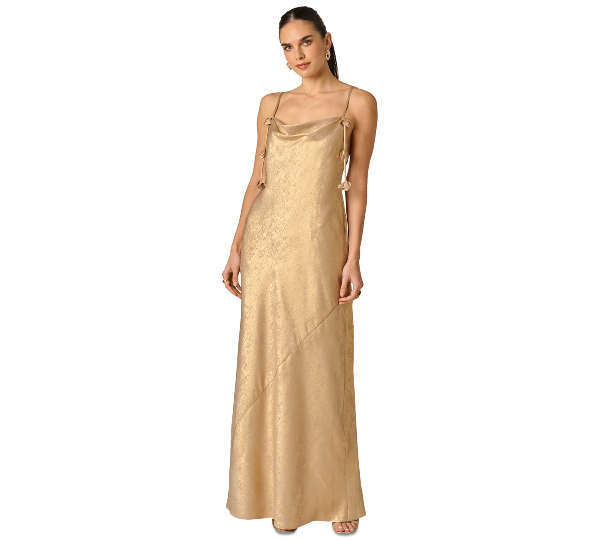 Adrianna Women’s Cowl Neck Long Dress – Light Gold Adrianna Women’s Cowl Neck Long Dress – Light Gold