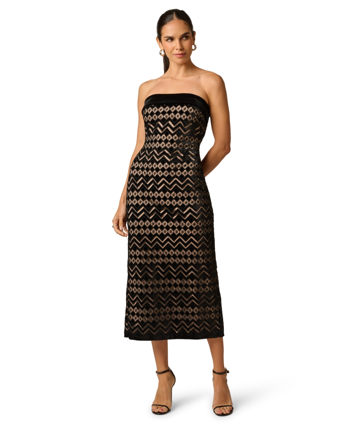 Adrianna Women’s Geometric Velvet Dress – Black