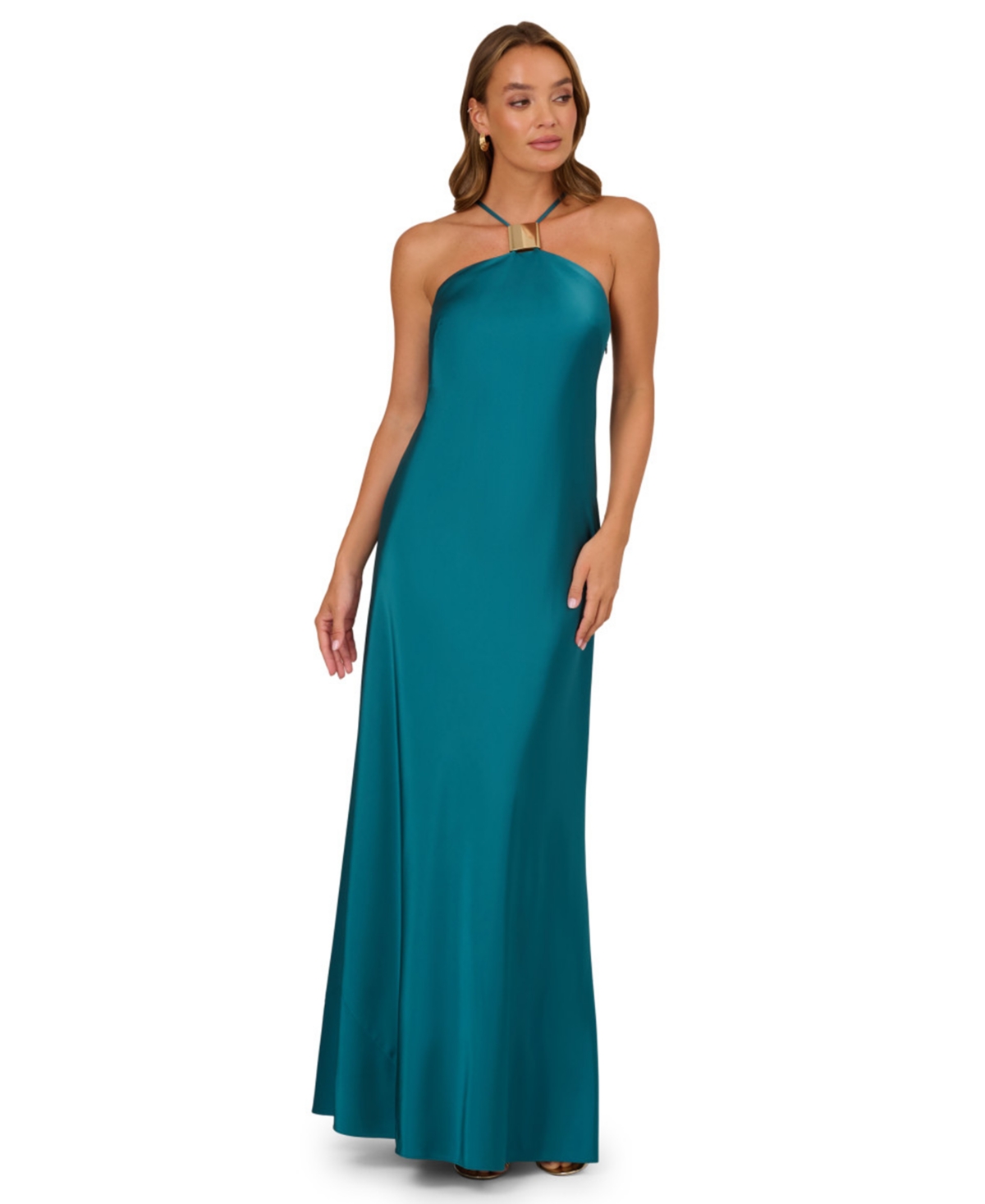 Adrianna Women’s Halter Neck Stretch Satin Dress – Gemstone Adrianna Women’s Halter Neck Stretch Satin Dress – Gemstone