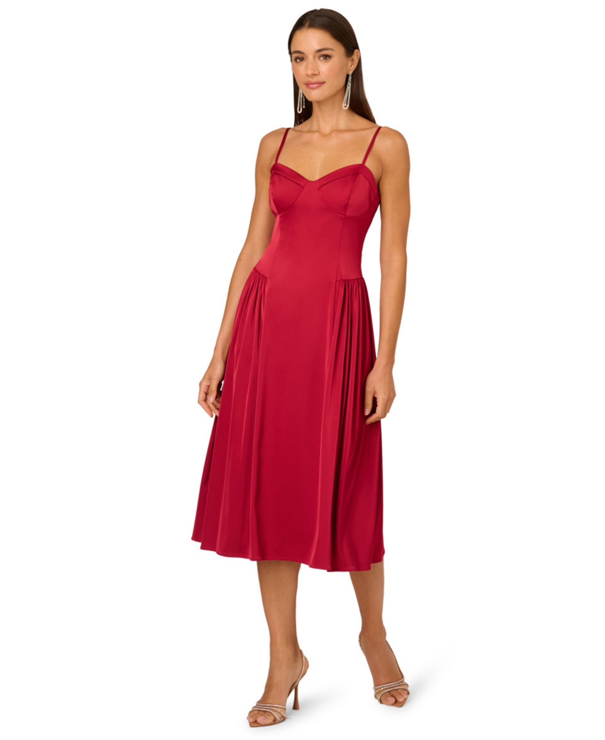 Adrianna Women’s Stretch Sweetheart Neck Midi Dress – Matador red