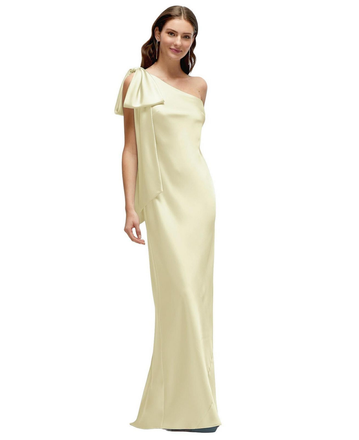 After Six Women’s One-Shoulder Bias-Cut Satin Maxi Dress with Cascading Shoulder Bow – Butter yellow After Six Women’s One-Shoulder Bias-Cut Satin Maxi Dress with Cascading Shoulder Bow – Butter yellow