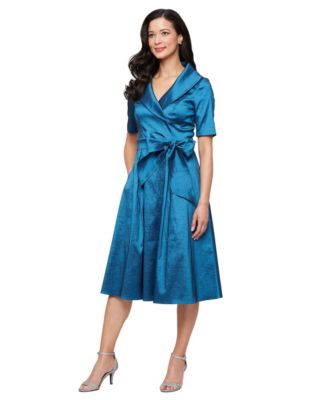 Alex Evenings Womens Portrait Collar Dress
