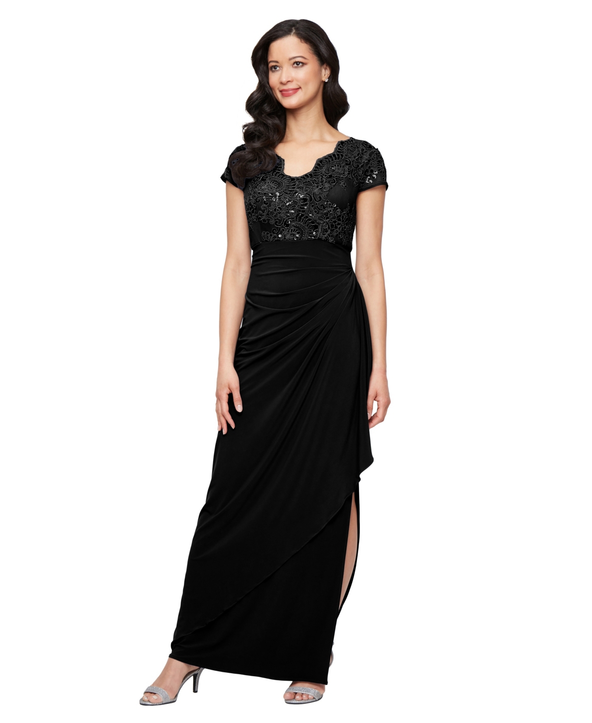Alex Evenings Women’s V Neck Empire Waist Dress – Black Alex Evenings Women’s V Neck Empire Waist Dress – Black