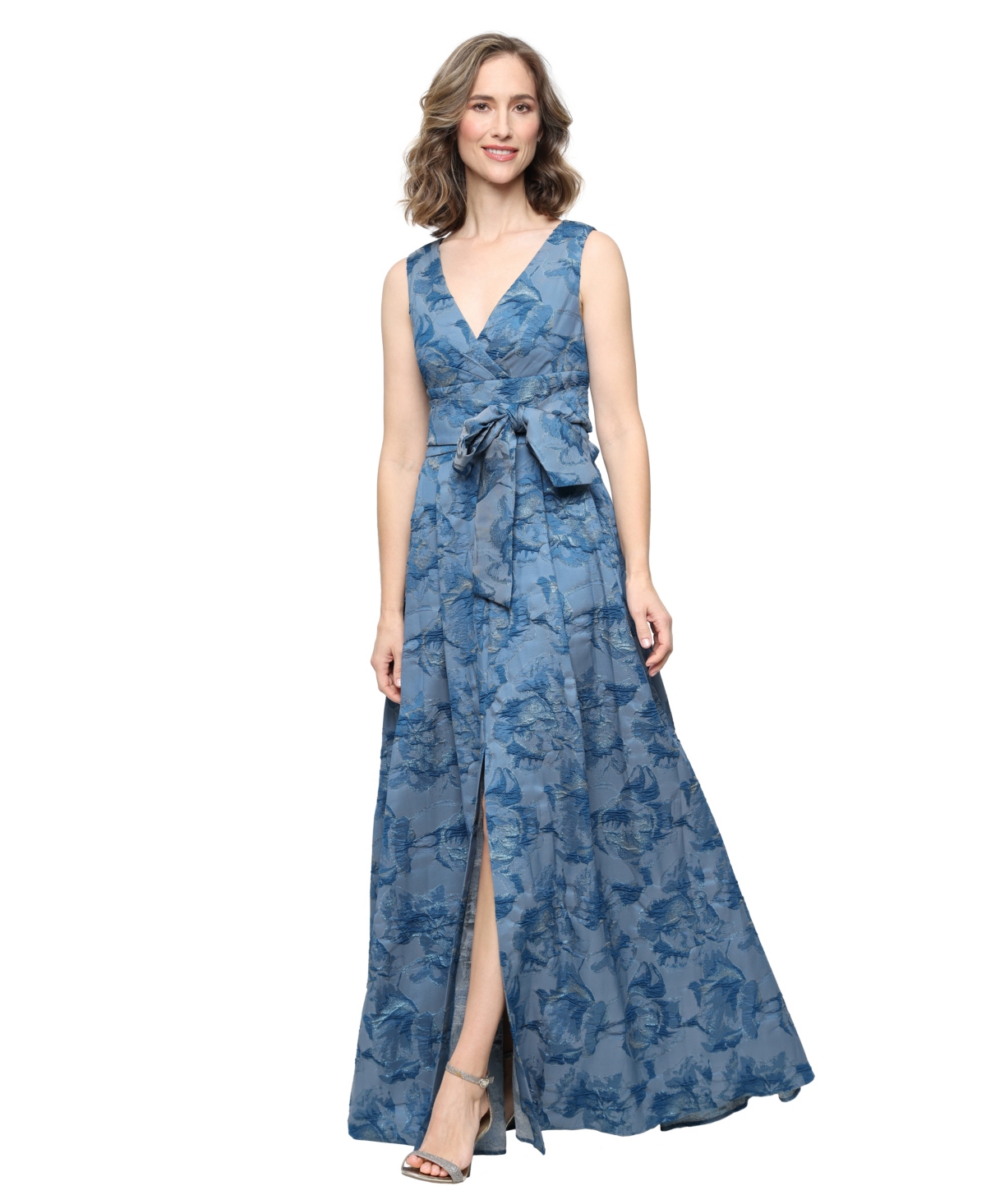 Alex Evenings Women’s V-Neck Printed Dress – Blue Alex Evenings Women’s V-Neck Printed Dress – Blue
