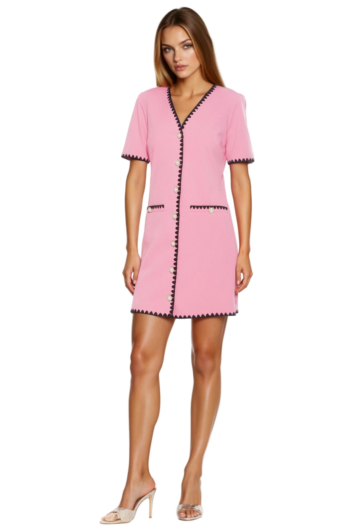 Alexia Admor Women’s Jaiya V-Neck Scuba Crepe Button-Down Dress – Pink Alexia Admor Women’s Jaiya V-Neck Scuba Crepe Button-Down Dress – Pink