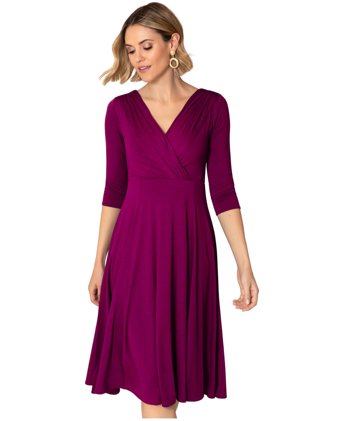 Alie Street London Women’s Annie Fit-Flare Midi Dress – Plum wine