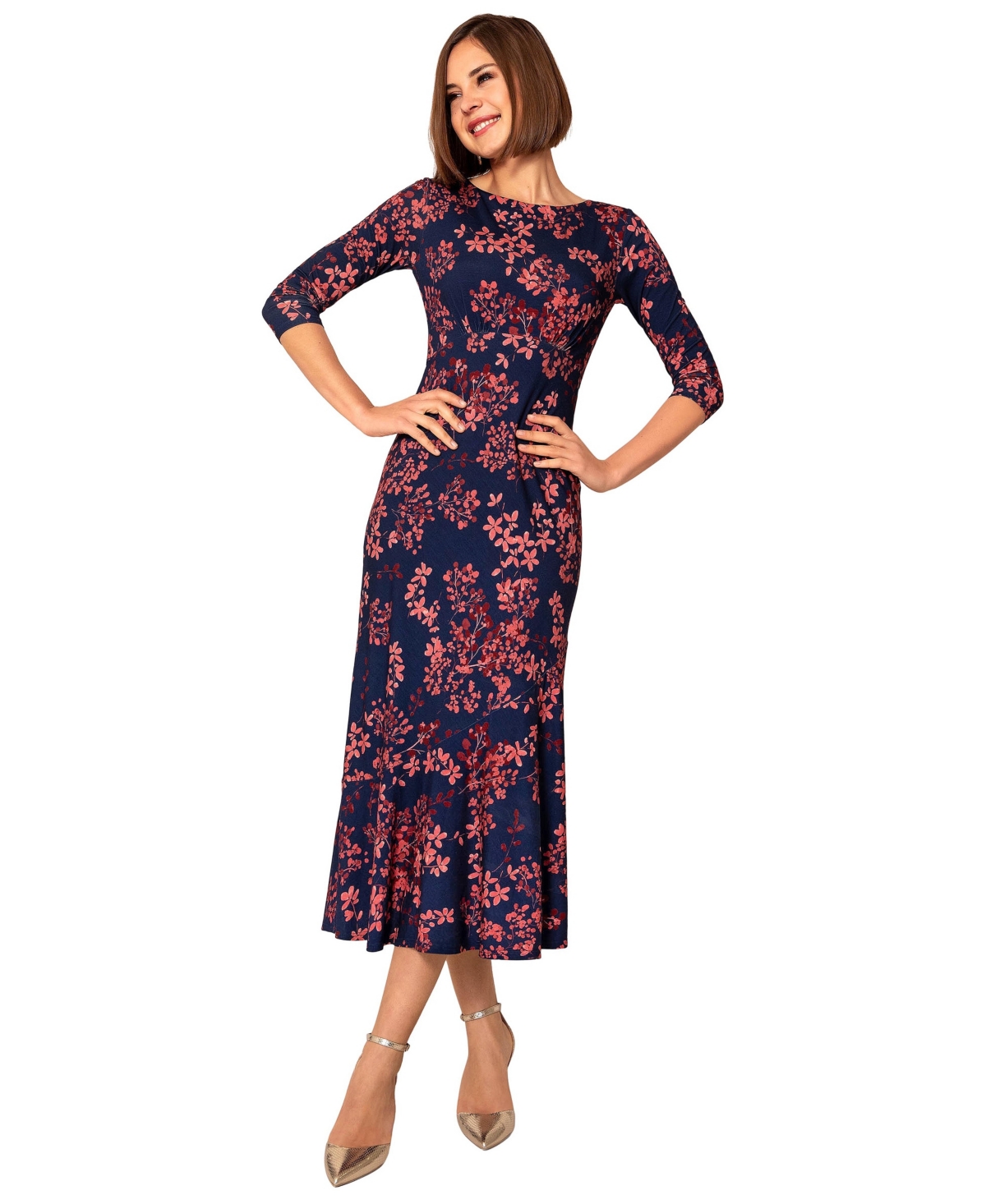 Alie Street London Women’s Asymmetric Bias Cut Midi Dress – Bronzed blooms Alie Street London Women’s Asymmetric Bias Cut Midi Dress – Bronzed blooms