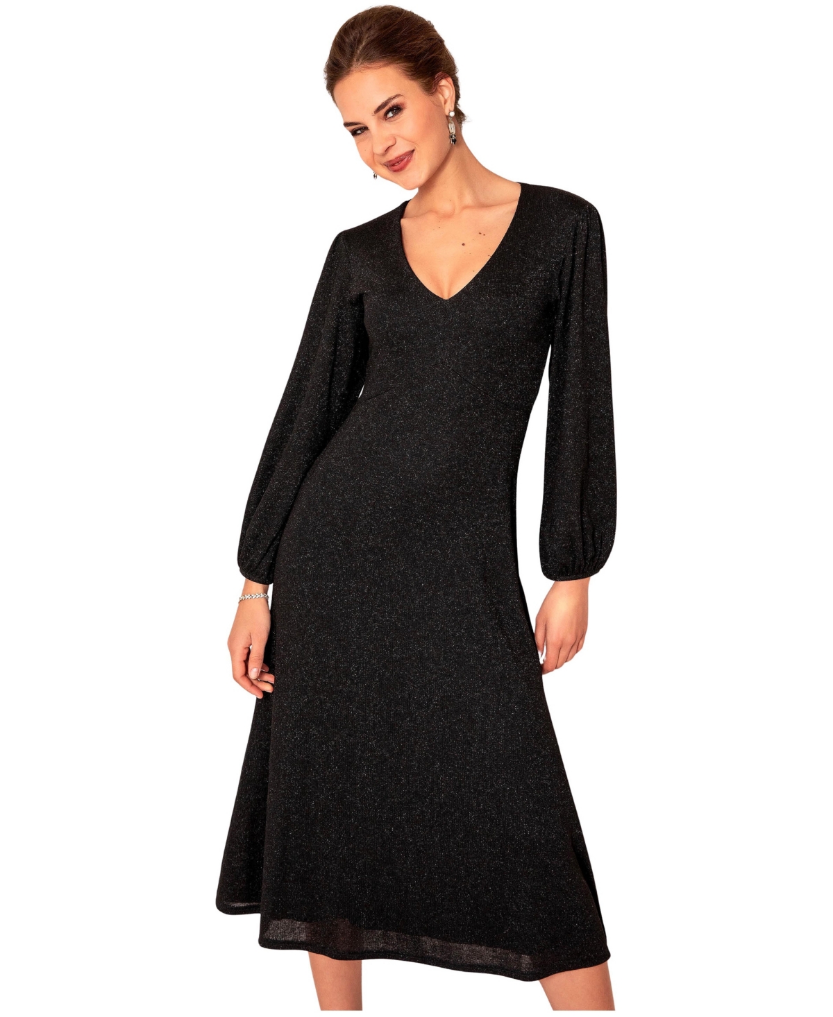 Alie Street London Women’s Cecelia Midi Dress – Glitter black Alie Street London Women’s Cecelia Midi Dress – Glitter black
