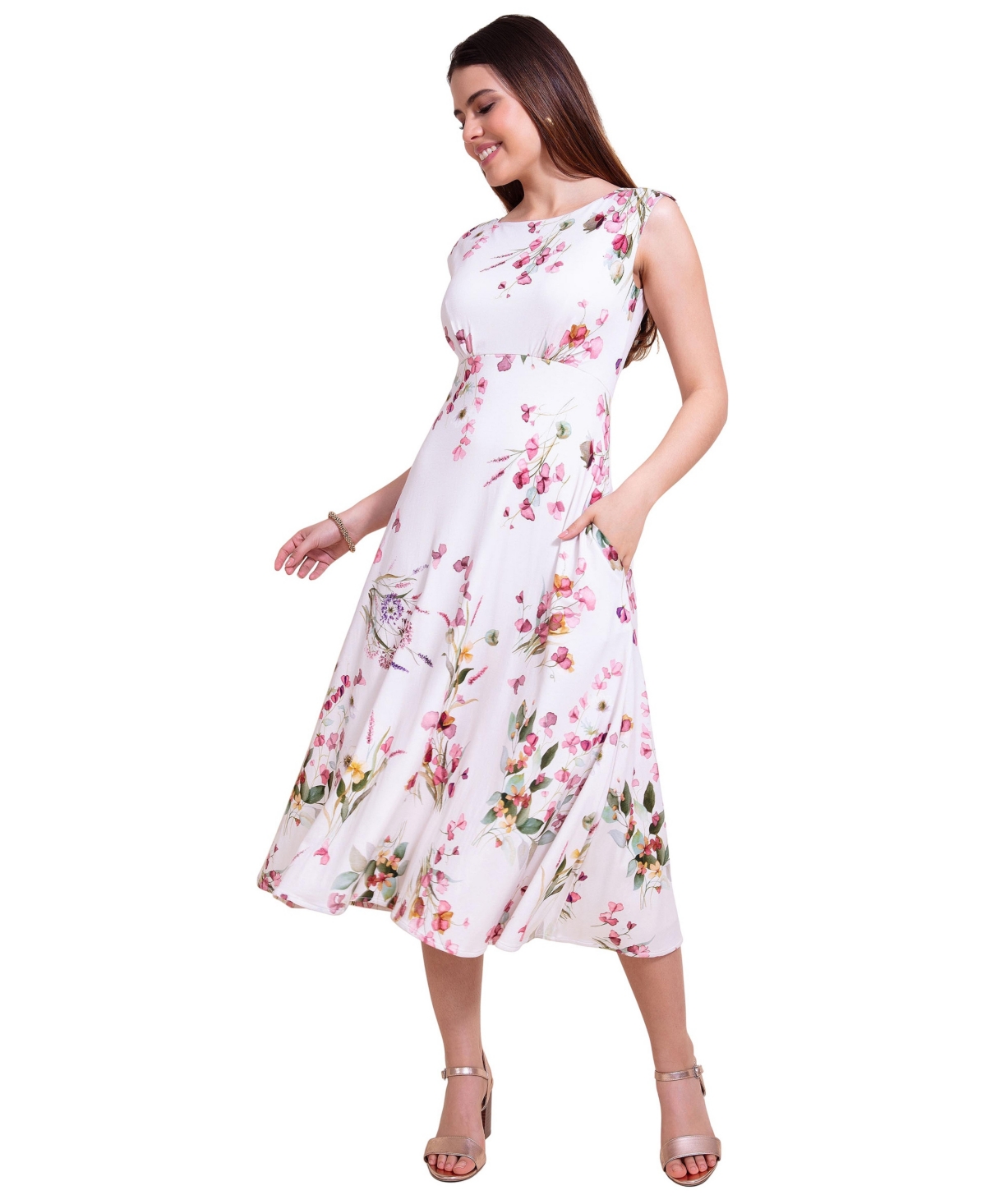 Alie Street London Women’s Luna Midi Dress – Petal pink floral Alie Street London Women’s Luna Midi Dress – Petal pink floral