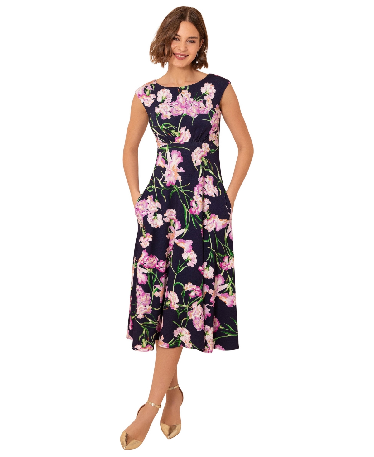 Alie Street London Women’s Luna Midi Jersey Dress – Midnight blossom Alie Street London Women’s Luna Midi Jersey Dress – Midnight blossom