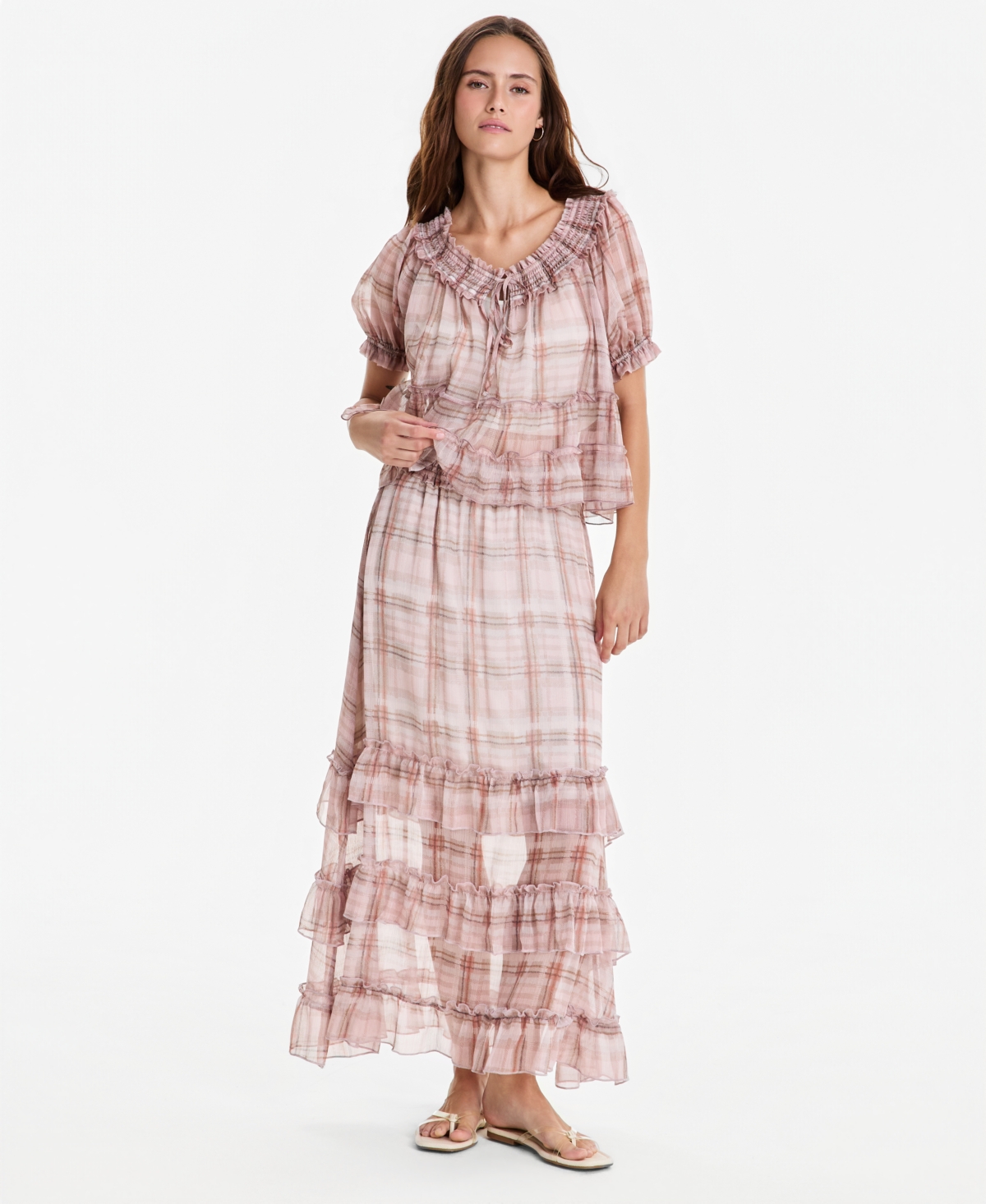 And Now This Petite Pull-On Maxi Skirt, Macy’s Exclusive – Pink Plaid