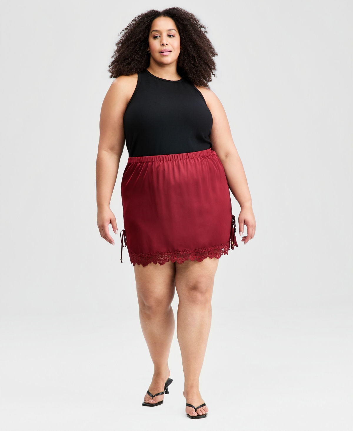 And Now This Trendy Plus Size Satin Lace-Trim Mini Skirt, Macy’s Exclusive – Crimson Tide And Now This Trendy Plus Size Satin Lace-Trim Mini Skirt, Macy’s Exclusive – Crimson Tide