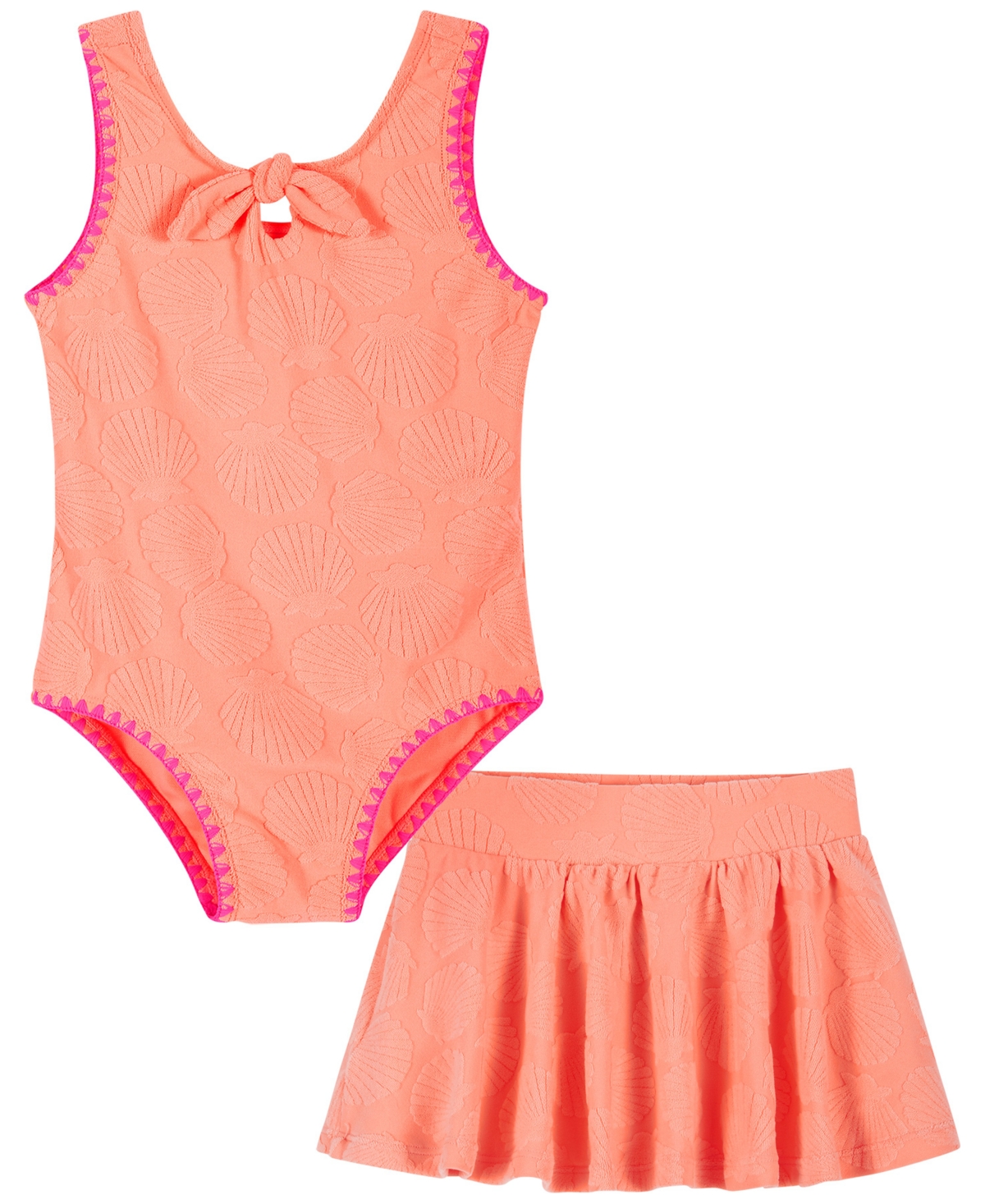 Andy & Evan Girls’ 2T-5 Bodysuit & Swim Skirt, 2-Piece Set – Orange