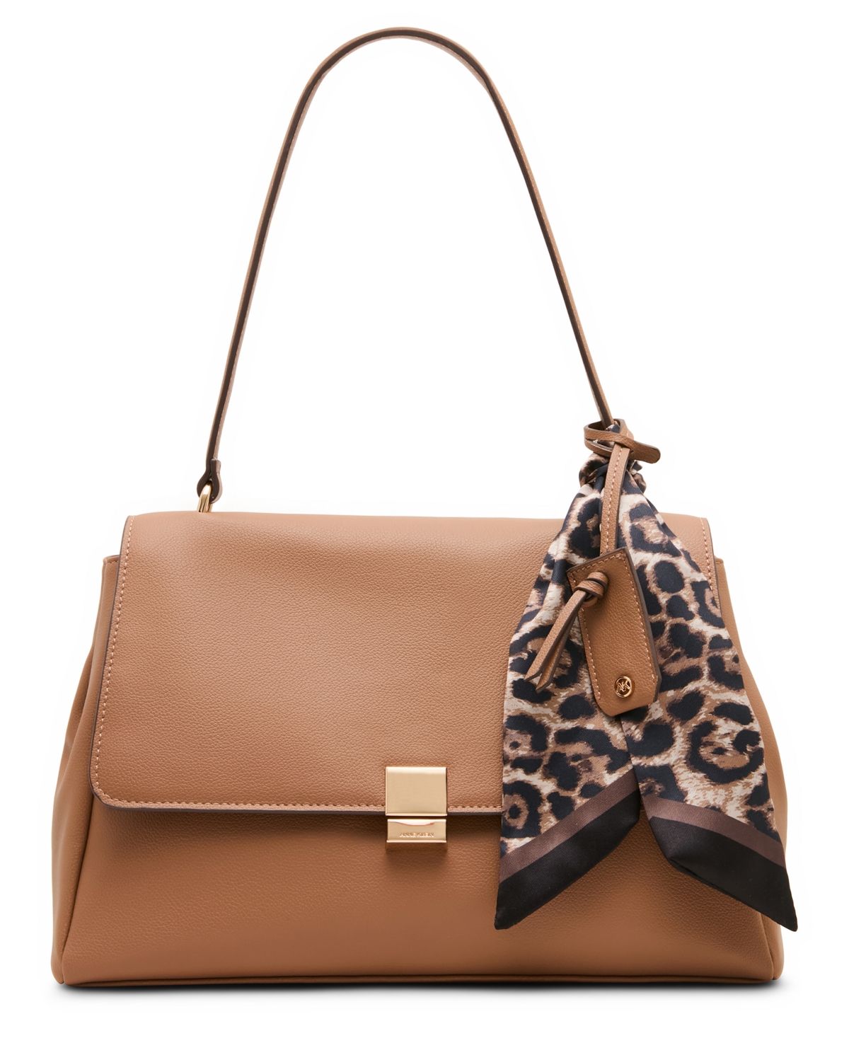Anne Klein Flap with Scarf Medium Shoulder Handbag – Mocha Anne Klein Flap with Scarf Medium Shoulder Handbag – Mocha